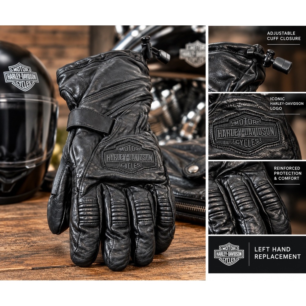 Harley-Davidson Men's Circuit II Leather Glove Large Black LEFT HAND ONLY Single
